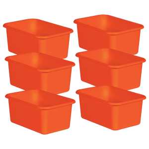 Orange Small Plastic Storage Bin, Pack of 6