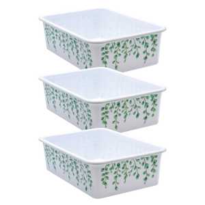 Eucalyptus Large Plastic Storage Bin, Pack of 3