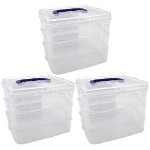 3-Tier Clear Stackable Storage Container, Pack of 3