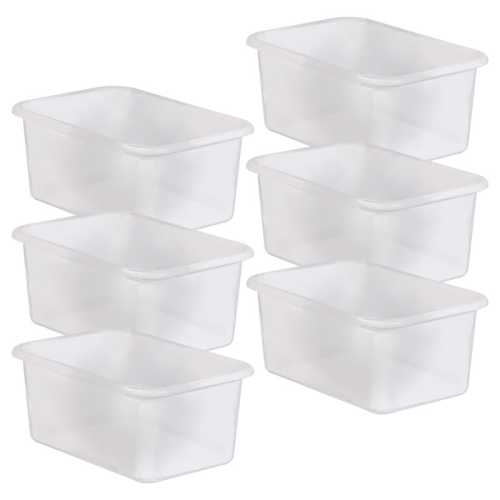 Small Plastic Storage Bin, Clear, Pack of 6