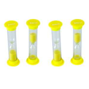 3 Minute Sand Timers - Small, Yellow, Pack of 4