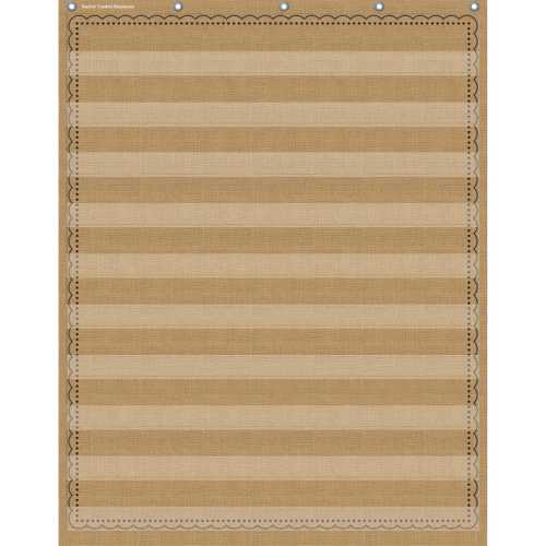 10-Pocket Pocket Chart, Burlap Design, 34
