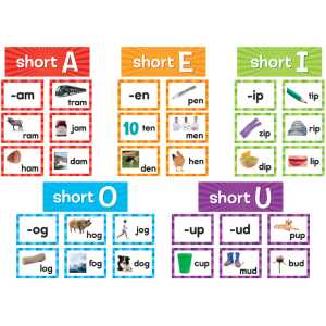 Short Vowels Pocket Chart Cards, 205 Pieces
