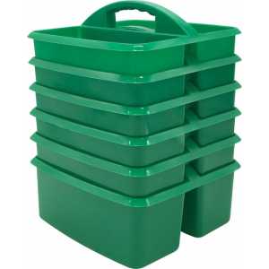 Green Plastic Storage Caddy, Pack of 6