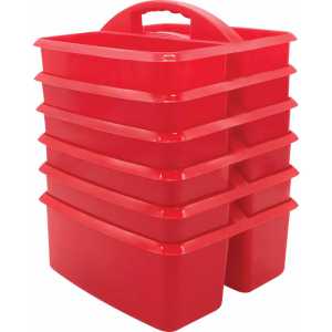 Red Plastic Storage Caddy, Pack of 6