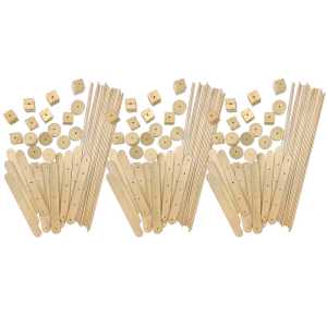 STEM Basics: Wood Construction Kit - 66 Per Pack, 3 Packs