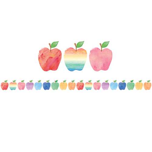 Watercolor Apples Die-Cut Border Trim, 35 Feet