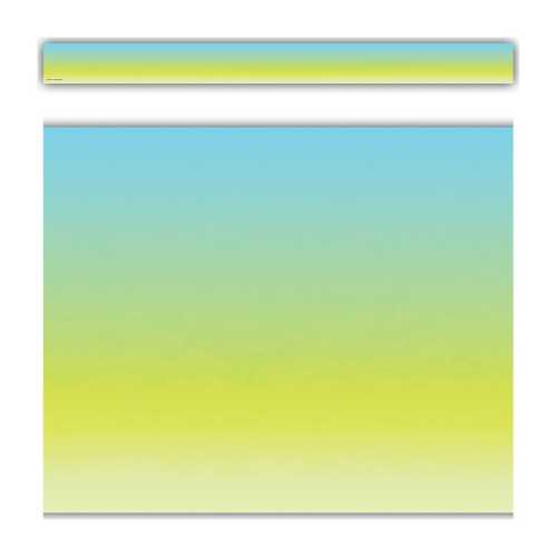 Aqua and Lime Color Wash Straight Border Trim, 35 Feet