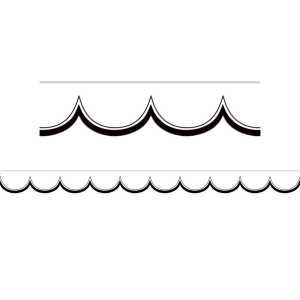 White with Black Scalloped Die-Cut Border Trim