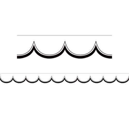 White with Black Scalloped Die-Cut Border Trim
