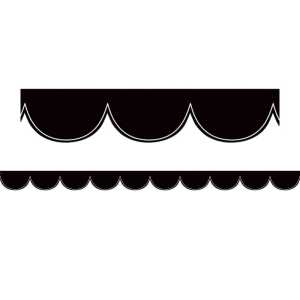 Black with White Scalloped Die-Cut Border Trim