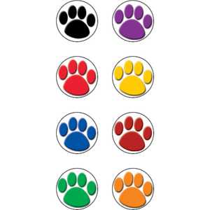 Colorful Paw Prints Mini Stickers, 3/8", Pack of 528