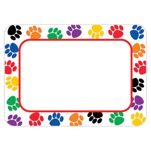 Colorful Paw Prints Name Tags, Pack of 36