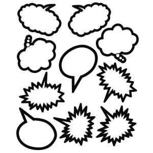 Superhero Black & White Speech/Thought Bubbles Accents, Pack of 30