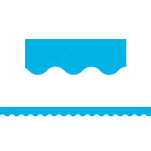Aqua Solid Scalloped Border Trim, 35 Feet