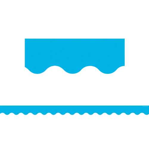 Aqua Solid Scalloped Border Trim, 35 Feet