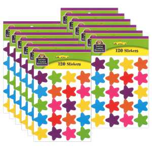 Bright Stars Stickers (die cut star shape), 120 Per Pack, 12 Packs