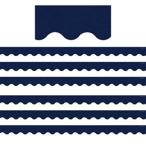 Navy Scalloped Border Trim, 35 Feet Per Pack, 6 Packs