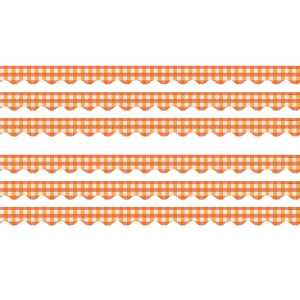 Orange Gingham Scalloped Border Trim, 35 Feet Per Pack, 6 Packs