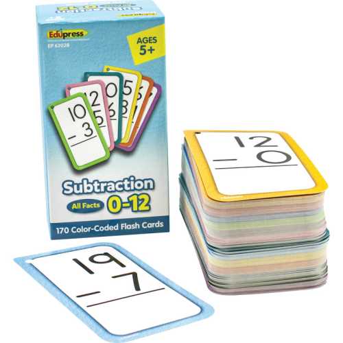 Subtraction Flash Cards - All Facts 0-12