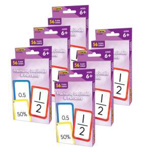 Fractions, Decimals & Percents Flash Cards, 6 Packs
