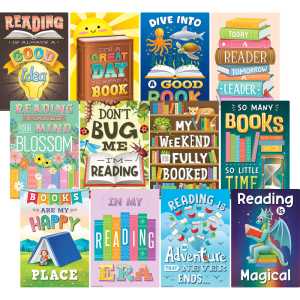Reading Is Fun Small Poster Pack, 12 Posters