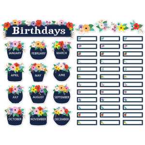 Wildflowers Birthdays Mini Bulletin Board Set, 53 Pieces