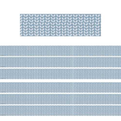 Classroom Cottage Blue Petals Straight Border Trim, 35 Feet Per Pack, 6 Packs