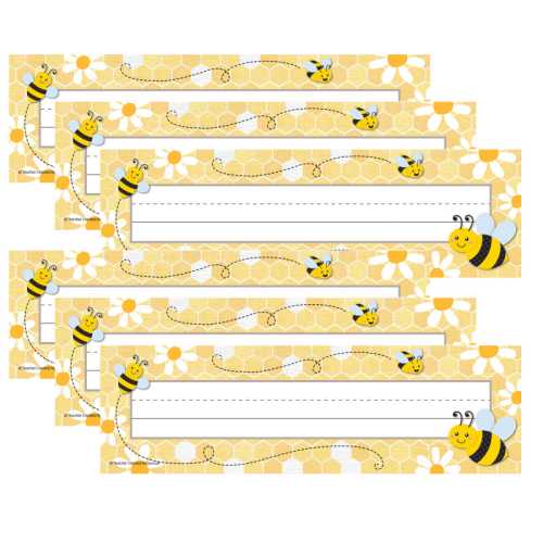 Buzzing Bees Flat Name Plates, 36 Per Pack, 6 Packs