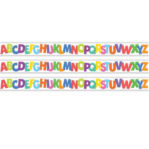 Colorful Alphabet Die-Cut Border Trim, 35 Feet Per Pack, 3 Packs
