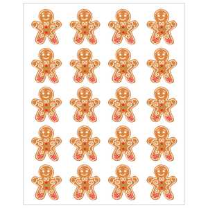 Gingerbread Cookies Stickers, Pack of 72