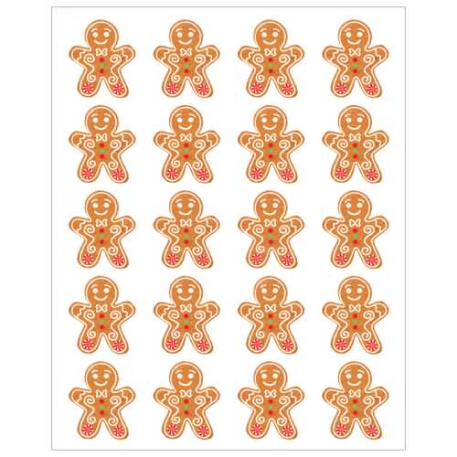 Gingerbread Cookies Stickers, Pack of 72