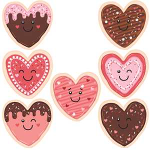 Frosted Heart Cookies Accents, Pack of 30