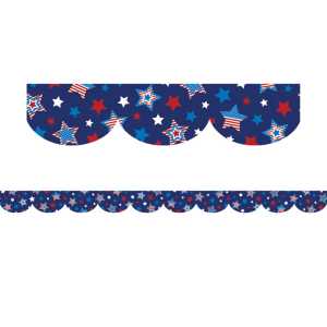 Patriotic Stars Scalloped Die-Cut Border Trim