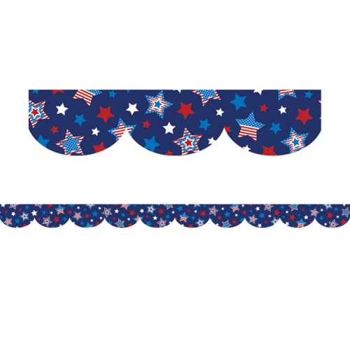 Patriotic Stars Scalloped Die-Cut Border Trim