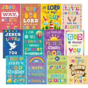 Bible Verses Small Poster Pack, 12 Posters
