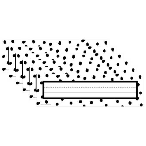 Black Painted Dots on White Flat Name Plates, 11-1/2
