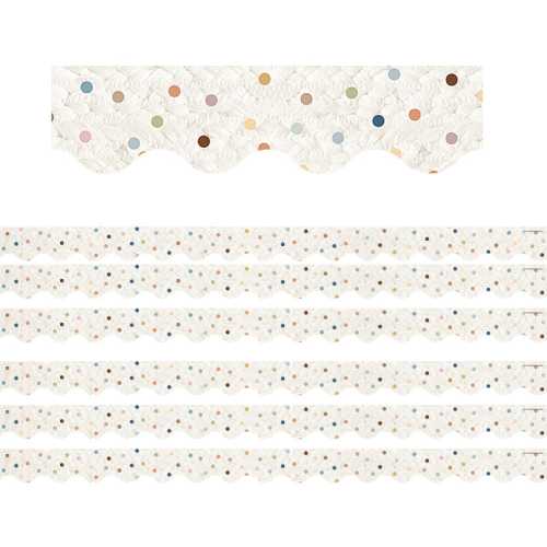 Everyone is Welcome Dots Scalloped Border Trim, 35 Feet Per Pack, 6 Packs