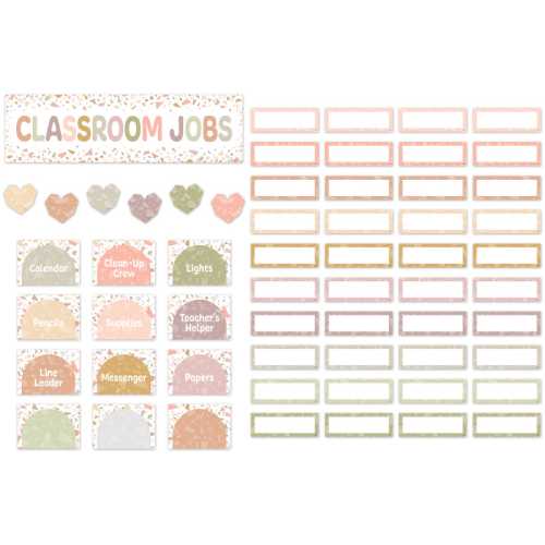 Terrazzo Tones Classroom Jobs Mini Bulletin Board Set, 59 Pieces