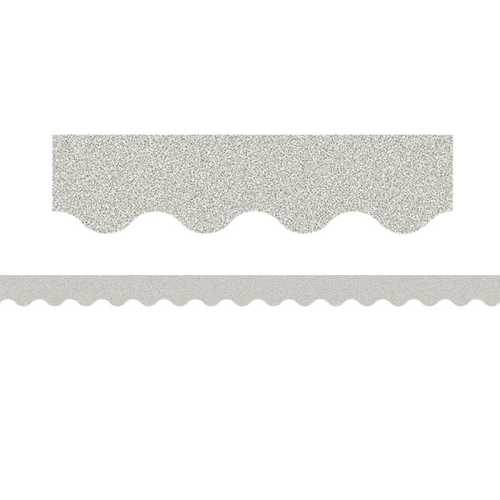 Silver Glitz Scalloped Border Trim, 35 Feet