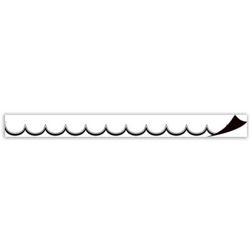 White with Black Scalloped Magnetic Border, 24 Feet
