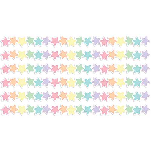 Pastel Pop Stars Die-Cut Border Trim, 35 Feet Per Pack, 6 Packs