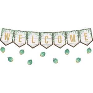 Eucalyptus Pennants Welcome Bulletin Board Set