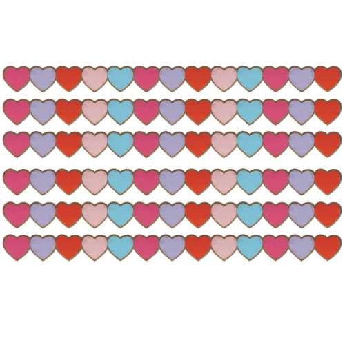 Home Sweet Classroom Hearts Die-Cut Border Trim, 35 Feet Per Pack, 6 Packs