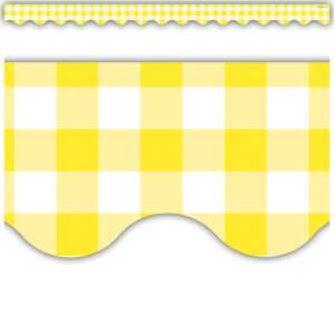 Yellow Gingham Scalloped Border Trim, 35 Feet