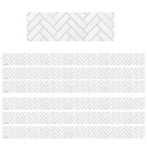 Modern Farmhouse White Herringbone Straight Border Trim, 35 Feet, 6 Packs