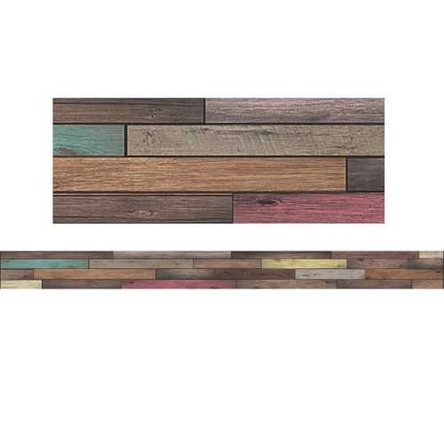 Home Sweet Classroom Reclaimed Wood Design Straight Border Trim, 35 Feet