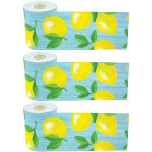 Lemon Zest Straight Rolled Border Trim, 50 Feet Per Roll, Pack of 3