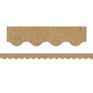 Burlap Design Scalloped Rolled Border Trim, 50 Feet