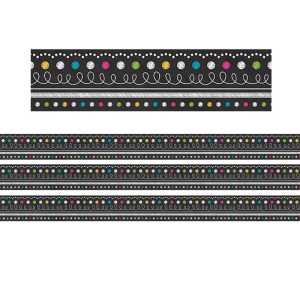 Chalkboard Brights Straight Rolled Border Trim, 50 Feet Per Roll, 3 Rolls